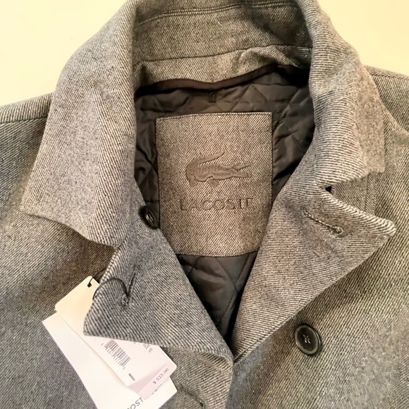 Women’s Lacoste Gray Pea Coat with Notched Lapel - Picture 2 of 6